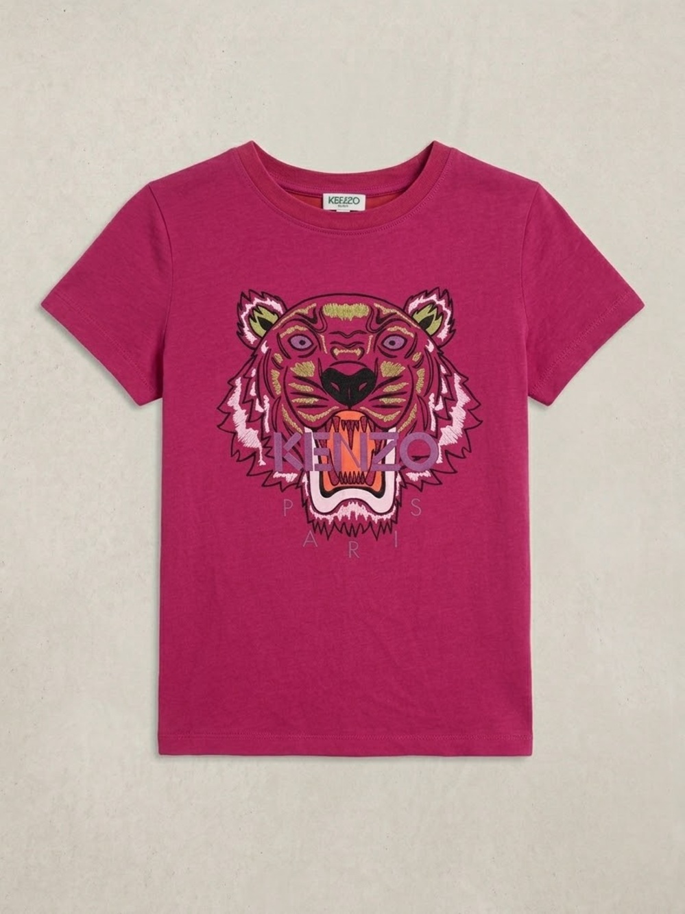 Kenzo Kids Fuchsia Tiger Embroidered Tee
